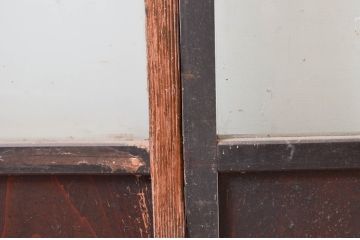 アンティーク建具　懐かしさ漂うガラス入り格子戸3枚セット(ガラス戸、引き戸)(R-080943)
