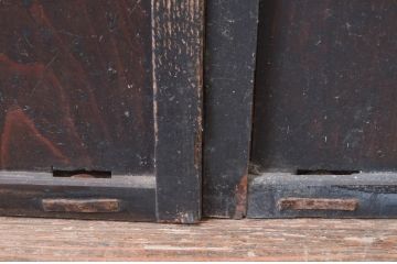アンティーク建具　懐かしさ漂うガラス入り格子戸3枚セット(ガラス戸、引き戸)(R-080943)