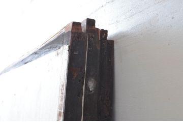 アンティーク建具　懐かしさ漂うガラス入り格子戸3枚セット(ガラス戸、引き戸)(R-080943)