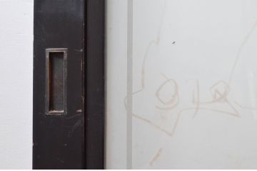 アンティーク建具　北陸産　漆塗り　梅の模様が素敵!お部屋のアクセントになるガラス帯戸2枚セット(引き戸、ガラス戸)(R-080944)