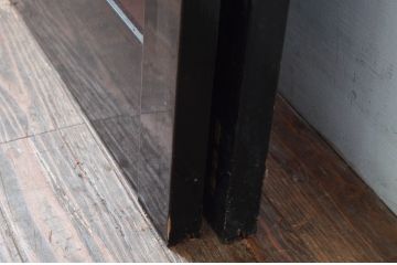 アンティーク建具　北陸産　漆塗り　竹と雀の模様が素敵!お部屋のアクセントになるガラス帯戸2枚セット(引き戸、ガラス戸)(R-080945)