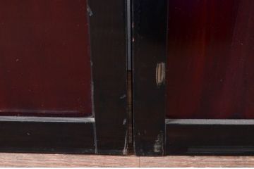 アンティーク建具　北陸産　漆塗り　お部屋のアクセントになるガラス戸3枚セット(引き戸)(R-080946)