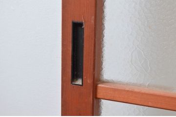 ビンテージ建具　昭和レトロ　花のデザインが魅力のガラス戸2枚セット(引き戸)(R-080948)