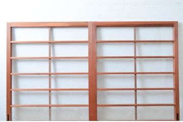 ビンテージ建具　昭和レトロ　花のデザインが魅力のガラス戸2枚セット(引き戸)(R-080948)