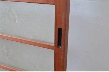 ビンテージ建具　昭和レトロ　花のデザインが魅力のガラス戸2枚セット(引き戸)(R-080948)