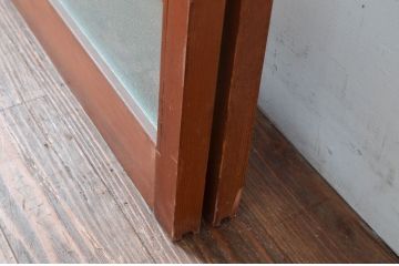 ビンテージ建具　昭和レトロ　花のデザインが魅力のガラス戸2枚セット(引き戸)(R-080948)