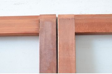 ビンテージ建具　昭和レトロ　花のデザインが魅力のガラス戸2枚セット(引き戸)(R-080948)