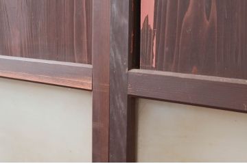 アンティーク建具　古民家インテリアにおすすめのガラス帯戸2枚セット(引き戸、ガラス戸)(R-080949)