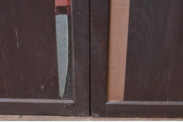 アンティーク建具　古民家インテリアにおすすめのガラス帯戸2枚セット(引き戸、ガラス戸)(R-080949)