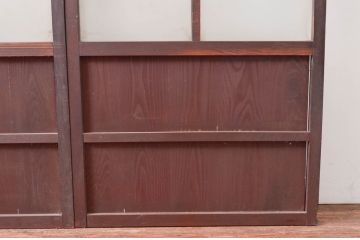 アンティーク建具　古民家インテリアにおすすめのガラス帯戸2枚セット(引き戸、ガラス戸)(R-080949)
