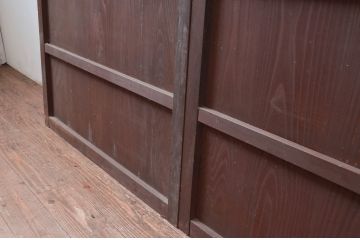 アンティーク建具　古民家インテリアにおすすめのガラス帯戸2枚セット(引き戸、ガラス戸)(R-080949)