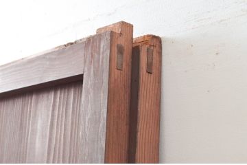 アンティーク建具　古民家インテリアにおすすめのガラス帯戸2枚セット(引き戸、ガラス戸)(R-080949)