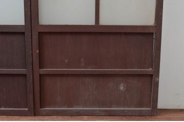 アンティーク建具　古民家インテリアにおすすめのガラス帯戸3枚セット(引き戸、ガラス戸)(R-080950)