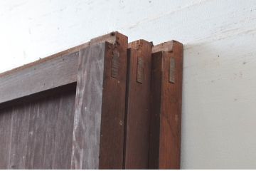 アンティーク建具　古民家インテリアにおすすめのガラス帯戸3枚セット(引き戸、ガラス戸)(R-080950)