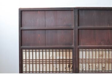 アンティーク建具　長い歴史を刻んだ味わいが魅力的な障子帯戸3枚セット(引き戸、障子戸)(R-080951)