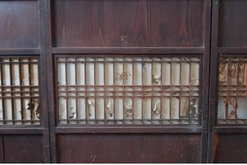 アンティーク建具　長い歴史を刻んだ味わいが魅力的な障子帯戸3枚セット(引き戸、障子戸)(R-080951)