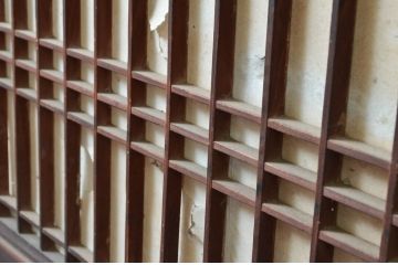 アンティーク建具　長い歴史を刻んだ味わいが魅力的な障子帯戸3枚セット(引き戸、障子戸)(R-080951)