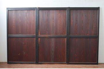 アンティーク建具　古民家風インテリアにおすすめの帯戸3枚セット(板戸、引き戸)(R-080953)