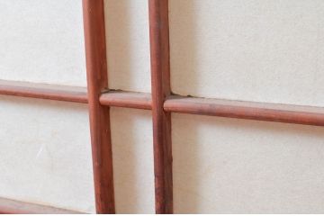 アンティーク建具　和モダンな空間づくりにおすすめなガラス入り障子戸4枚セット(引き戸、ガラス帯戸)(R-080955)