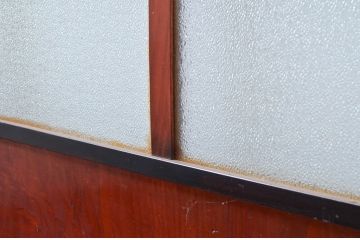 アンティーク建具　和モダンな空間づくりにおすすめなガラス入り障子戸4枚セット(引き戸、ガラス帯戸)(R-080955)