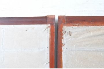 アンティーク建具　和モダンな空間づくりにおすすめなガラス入り障子戸4枚セット(引き戸、ガラス帯戸)(R-080955)