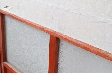 アンティーク建具　和モダンな空間づくりにおすすめなガラス入り障子戸4枚セット(引き戸、ガラス帯戸)(R-080955)