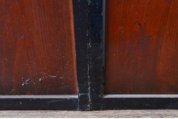 アンティーク建具　和モダンな空間づくりにおすすめなガラス入り障子戸2枚セット(引き戸、ガラス帯戸)(R-080956)