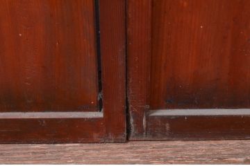 アンティーク建具　和モダンな空間づくりにおすすめなガラス入り障子戸2枚セット(引き戸、ガラス帯戸)(R-080956)