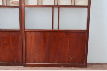 アンティーク建具　古民家インテリアにもおすすめのガラス入り障子戸3枚セット(引き戸、ガラス帯戸)(R-080957)