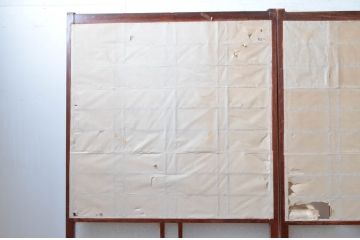 アンティーク建具　古民家インテリアにもおすすめのガラス入り障子戸3枚セット(引き戸、ガラス帯戸)(R-080957)