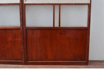 アンティーク建具　古民家インテリアにもおすすめのガラス入り障子戸3枚セット(引き戸、ガラス帯戸)(R-080957)