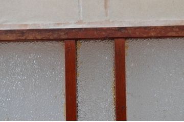アンティーク建具　古民家インテリアにもおすすめのガラス入り障子戸3枚セット(引き戸、ガラス帯戸)(R-080957)