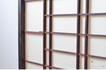 アンティーク建具　古民家インテリアにもおすすめのガラス入り障子戸3枚セット(引き戸、ガラス帯戸)(R-080958)