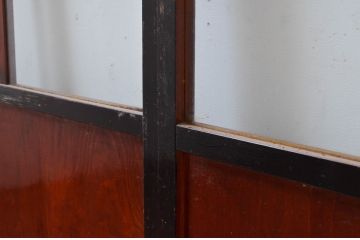 アンティーク建具　古民家インテリアにもおすすめのガラス入り障子戸3枚セット(引き戸、ガラス帯戸)(R-080958)