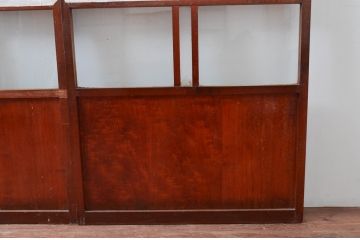 アンティーク建具　古民家インテリアにもおすすめのガラス入り障子戸3枚セット(引き戸、ガラス帯戸)(R-080958)