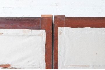 アンティーク建具　古民家インテリアにもおすすめのガラス入り障子戸3枚セット(引き戸、ガラス帯戸)(R-080958)