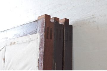 アンティーク建具　古民家インテリアにもおすすめのガラス入り障子戸3枚セット(引き戸、ガラス帯戸)(R-080958)