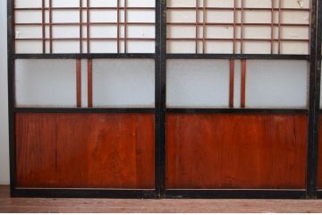 アンティーク建具　古民家インテリアにもおすすめのガラス入り障子戸4枚セット(引き戸、ガラス帯戸)(R-080959)