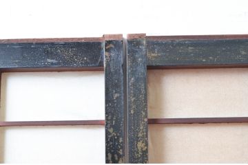 アンティーク建具　古民家インテリアにもおすすめのガラス入り障子戸4枚セット(引き戸、ガラス帯戸)(R-080959)