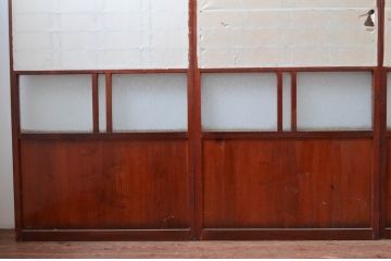 アンティーク建具　古民家インテリアにもおすすめのガラス入り障子戸4枚セット(引き戸、ガラス帯戸)(R-080959)