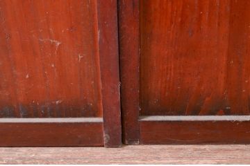 アンティーク建具　古民家インテリアにもおすすめのガラス入り障子戸4枚セット(引き戸、ガラス帯戸)(R-080959)