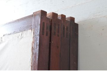 アンティーク建具　古民家インテリアにもおすすめのガラス入り障子戸4枚セット(引き戸、ガラス帯戸)(R-080959)