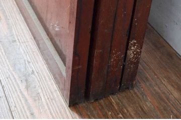 アンティーク建具　古民家インテリアにもおすすめのガラス入り障子戸4枚セット(引き戸、ガラス帯戸)(R-080959)
