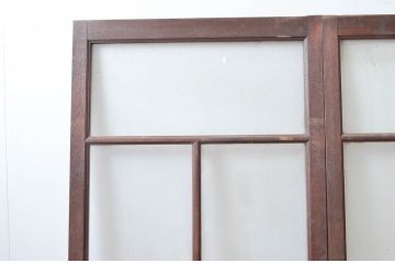 アンティーク建具　作りが良く背の高いガラス戸2枚セット(引き戸)(R-080960)