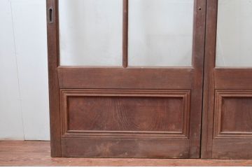 アンティーク建具　作りが良く背の高いガラス戸2枚セット(引き戸)(R-080960)
