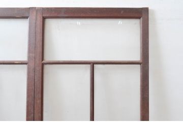 アンティーク建具　作りが良く背の高いガラス戸2枚セット(引き戸)(R-080960)