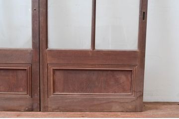 アンティーク建具　作りが良く背の高いガラス戸2枚セット(引き戸)(R-080960)