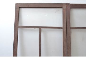 アンティーク建具　作りが良く背の高いガラス戸2枚セット(引き戸)(R-080960)