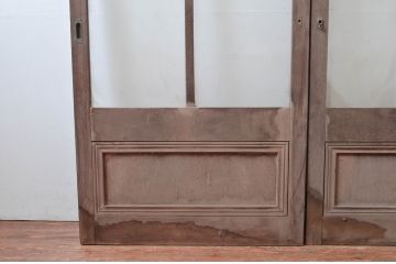 アンティーク建具　作りが良く背の高いガラス戸2枚セット(引き戸)(R-080960)