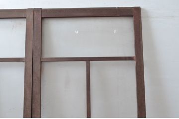 アンティーク建具　作りが良く背の高いガラス戸2枚セット(引き戸)(R-080960)